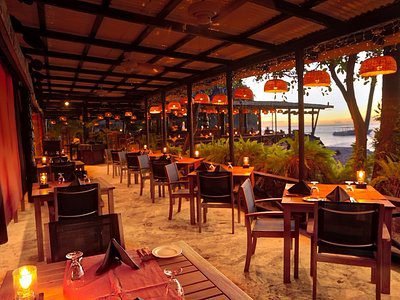 Outdoor Caribbean dining at Orlando’s Restaurant in Soufrière