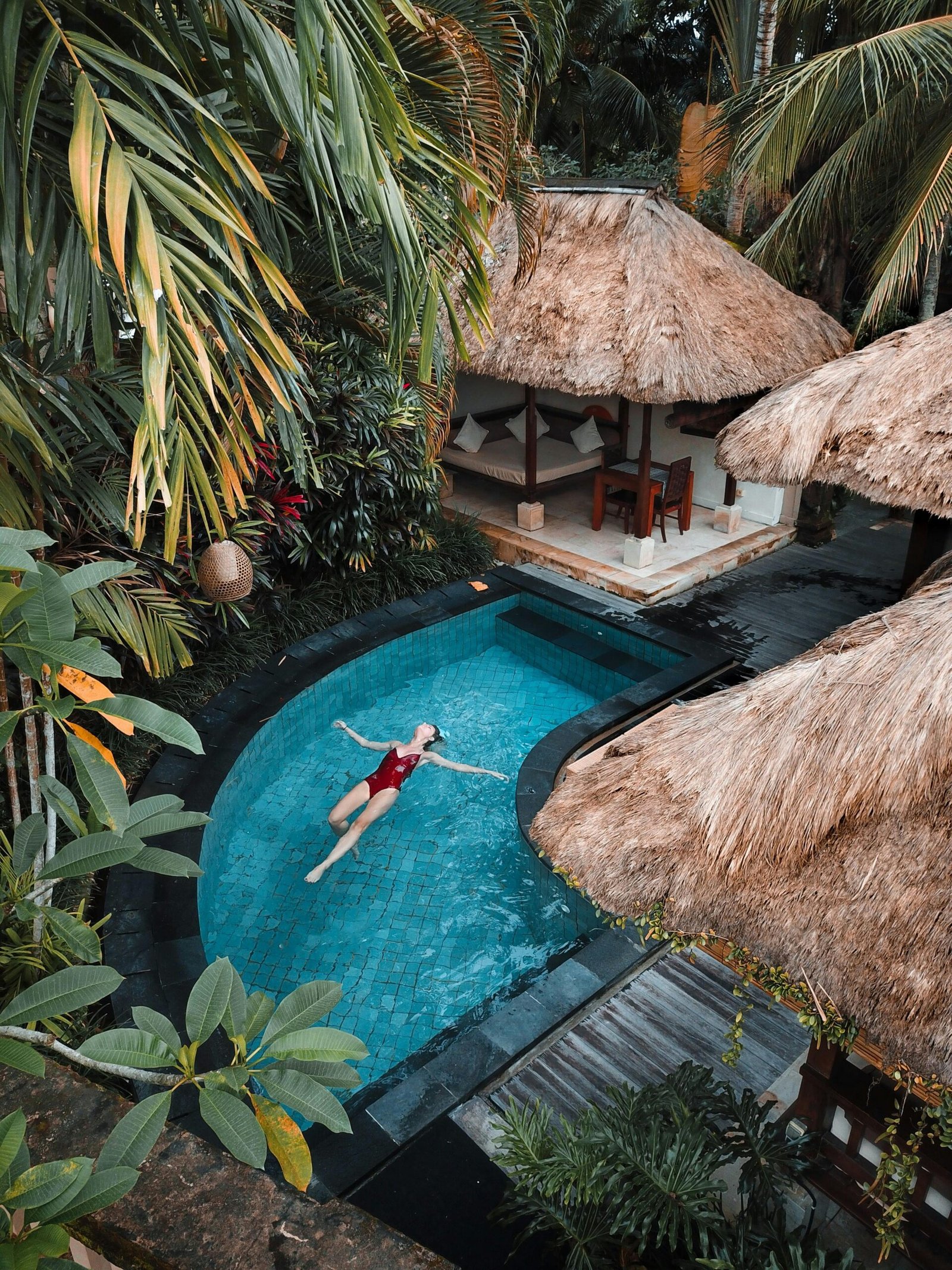 Floating in resort pool in Saint Lucia